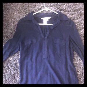 Max Studio Navy Blue 3/4 sleeve tee